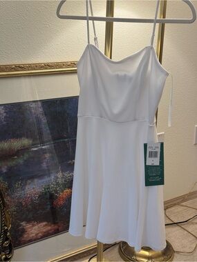 B. Smart White Spaghetti-Strap Mini Dress